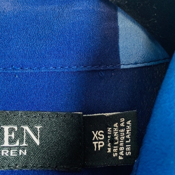 Lauren Ralph Lauren Black Label Women Shirt Size XS ButtonTop Geometric Nautical - Picture 4 of 14